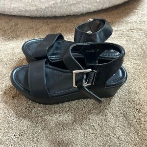 Shoeland black platforms; size: 8‎